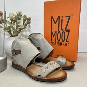 Miz Mooz Forge Leather Studded Gladiator Sandals Buckle Stone Women 41/10.5 NWB